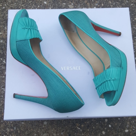 Versace Shoes - Versace Peep Toe Gathered Pumps Heels 38 39